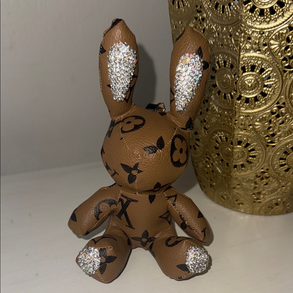 Brown Designer Key Holder with Glitter Accents